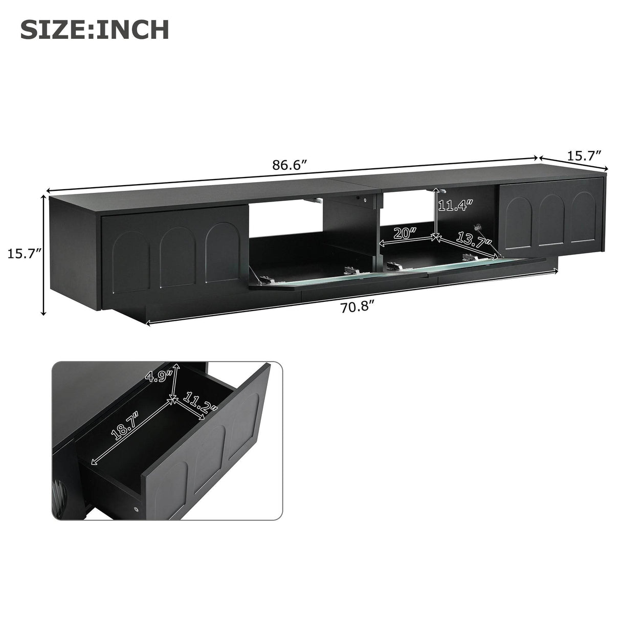 Smart LED Bluetooth Black Particle Board TV Stand - Sleep Galleria