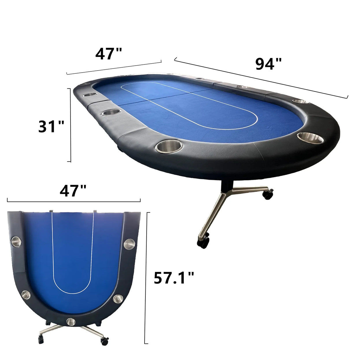 Premium Foldable 10-Player Modern MDF Metal Poker Table - Omega Lifestyles