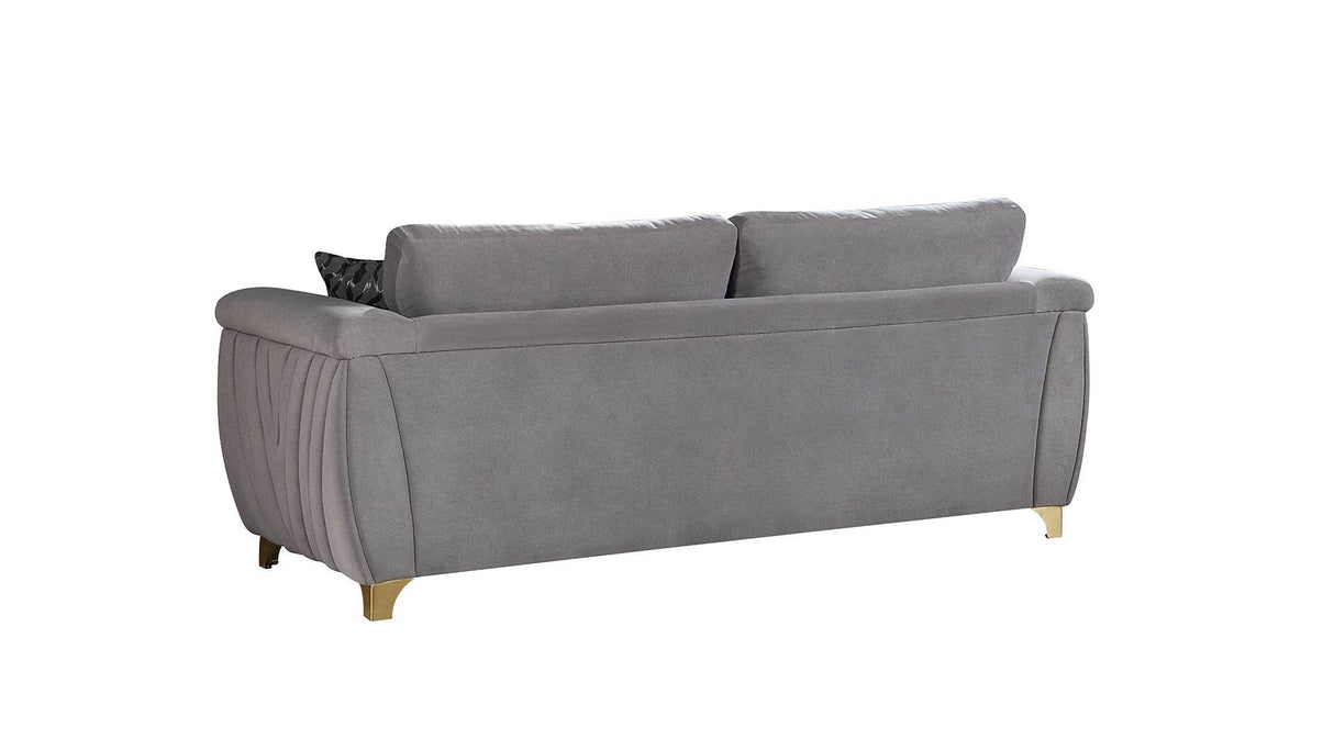 Contemporary Solid Wood Velvet Upholstered Sofa With Gold Accents - Omega Lifestyles