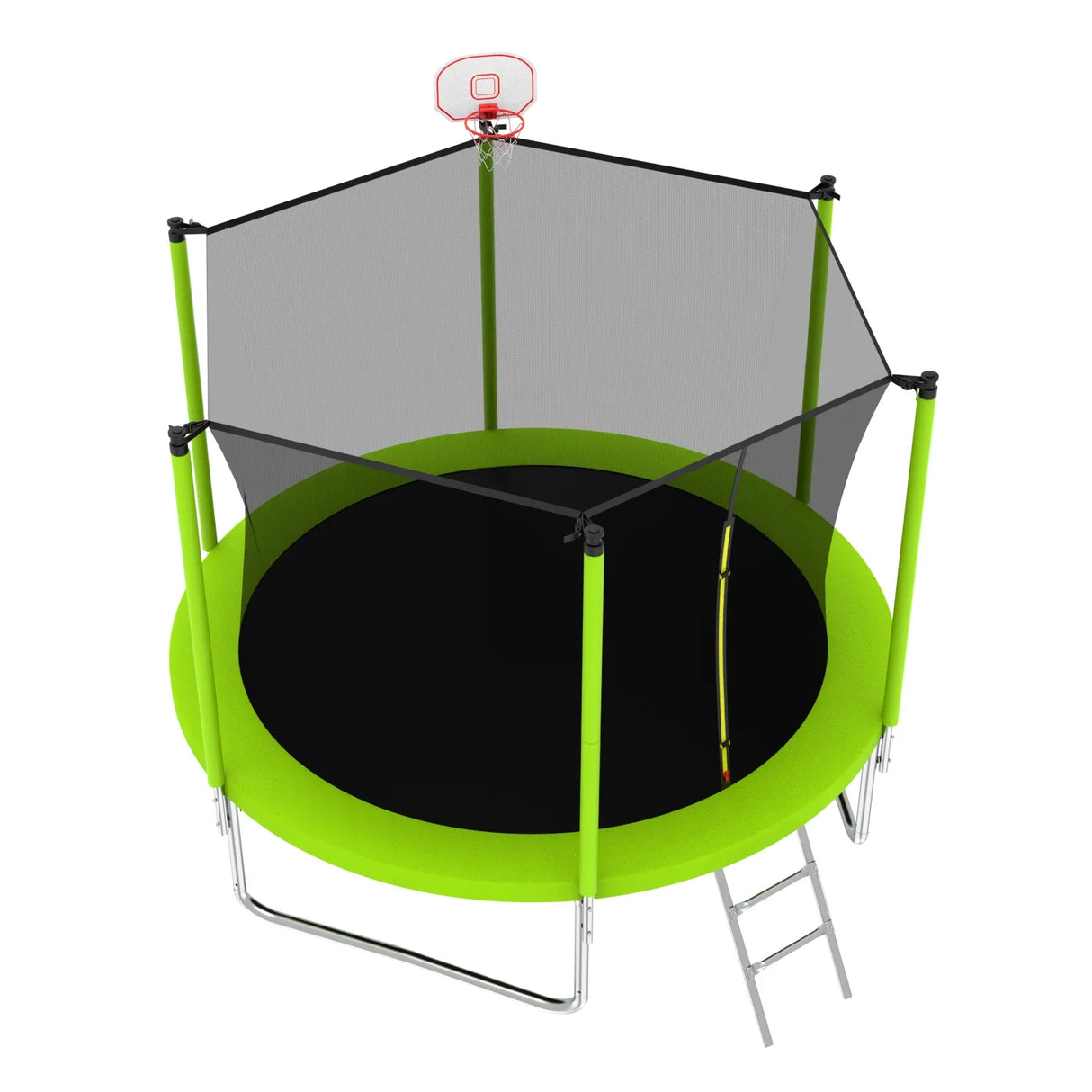 8-Inch Green Safety Enclosure Outdoor Trampoline - Omega Lifestyles