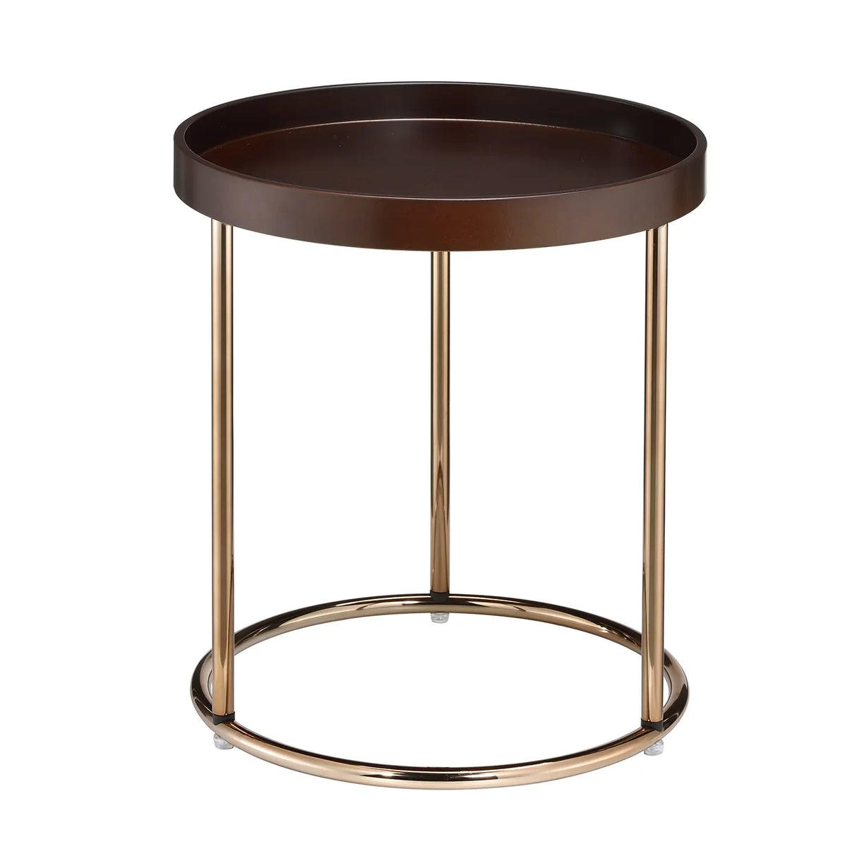Round Tray Table Espresso MDF Metal Frame 18-Inch - Omega Lifestyles