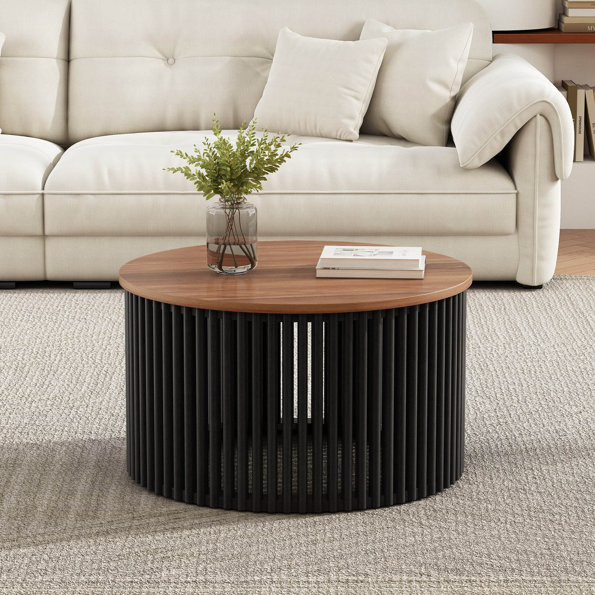 Acacia Solid Wood Round 30-Inch Coffee Table - Sleep Galleria