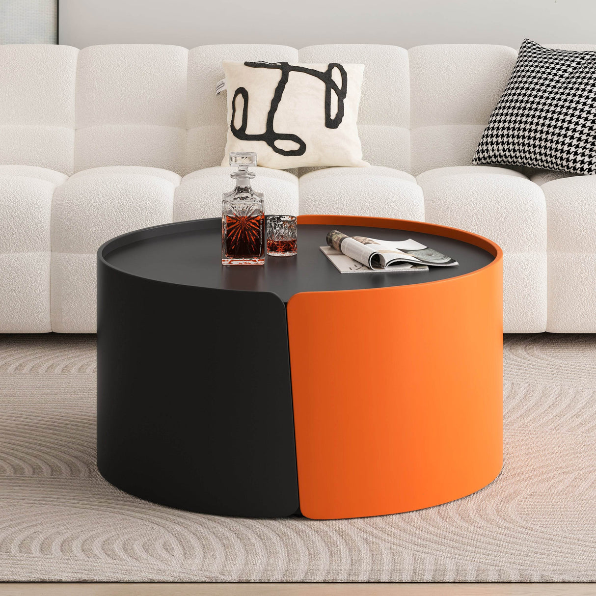 Modern Round Nesting Coffee Table With Storage - Sleep Galleria