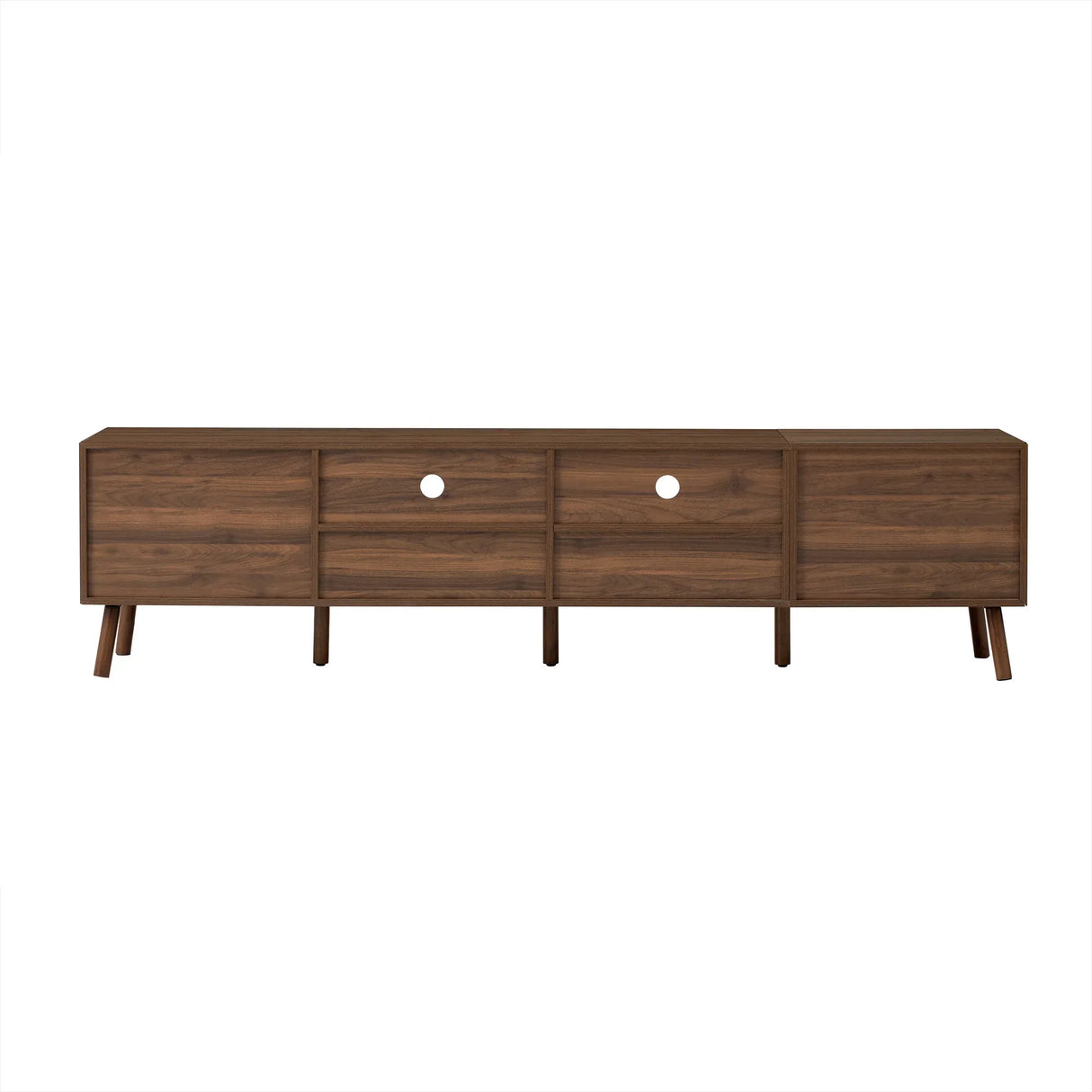 Modern Walnut 78-Inch TV Stand With Cable Management - Omega Lifestyles