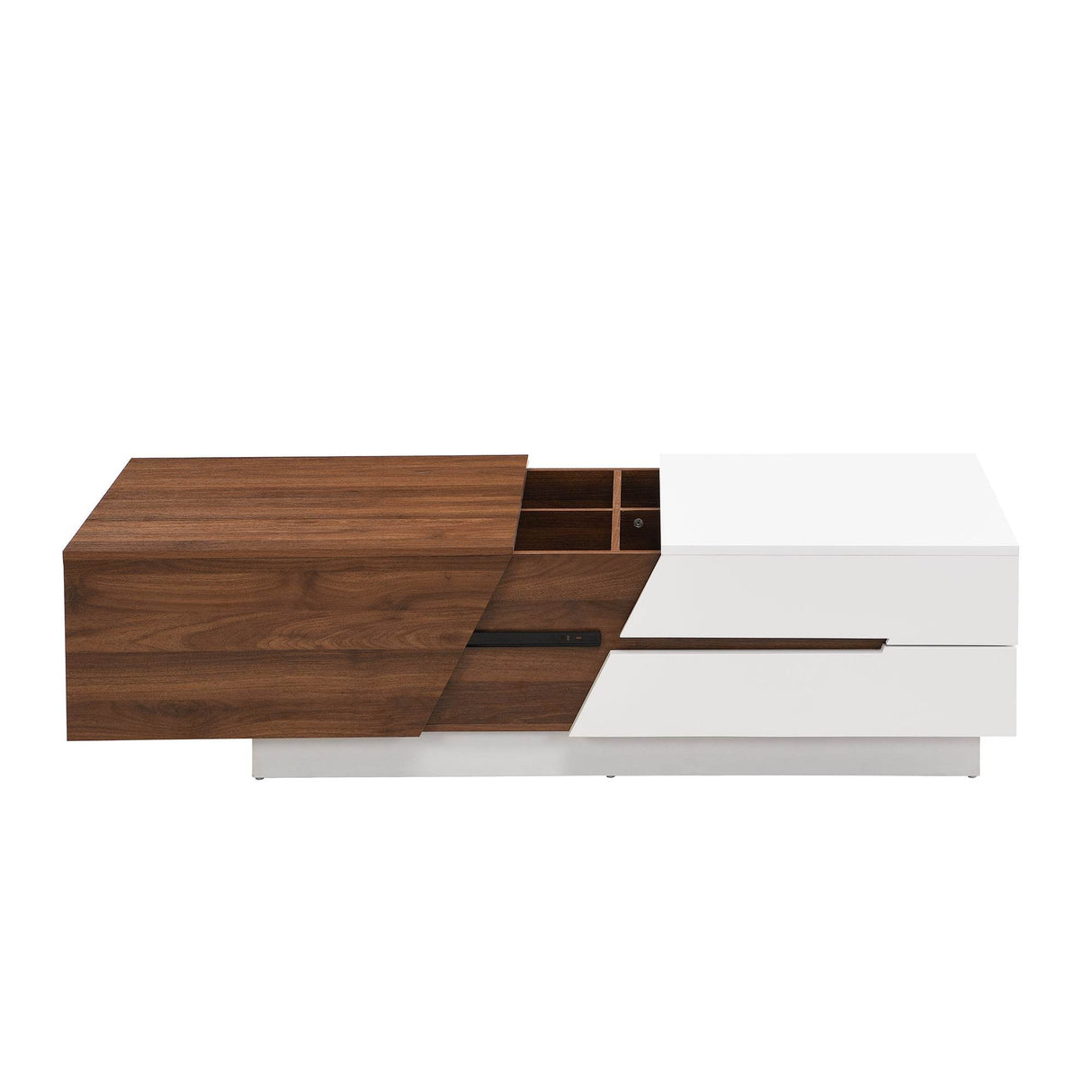 Modern Extendable Sliding Top White Walnut Coffee Table - Sleep Galleria
