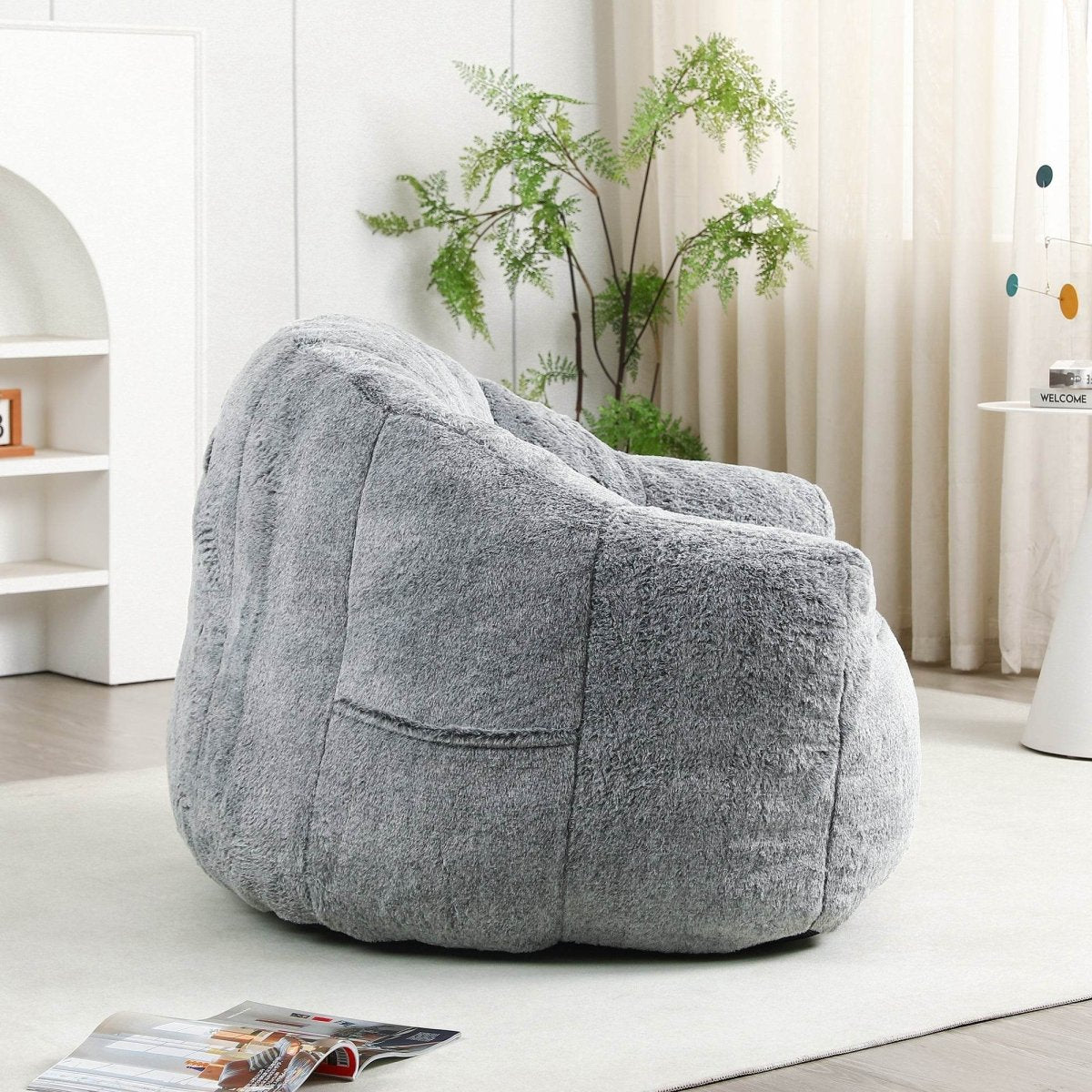 High-Density Foam Faux Fur Beanbag Chair - Sleep Galleria