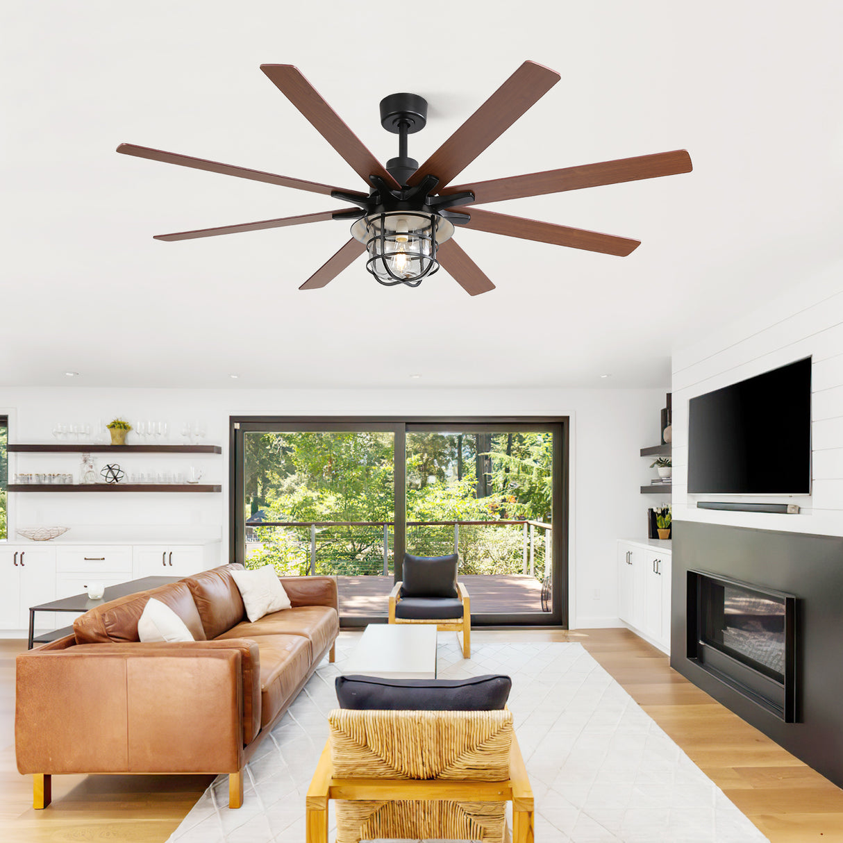 Modern 66-Inch Dual-Color Blade Ceiling Fan With Light