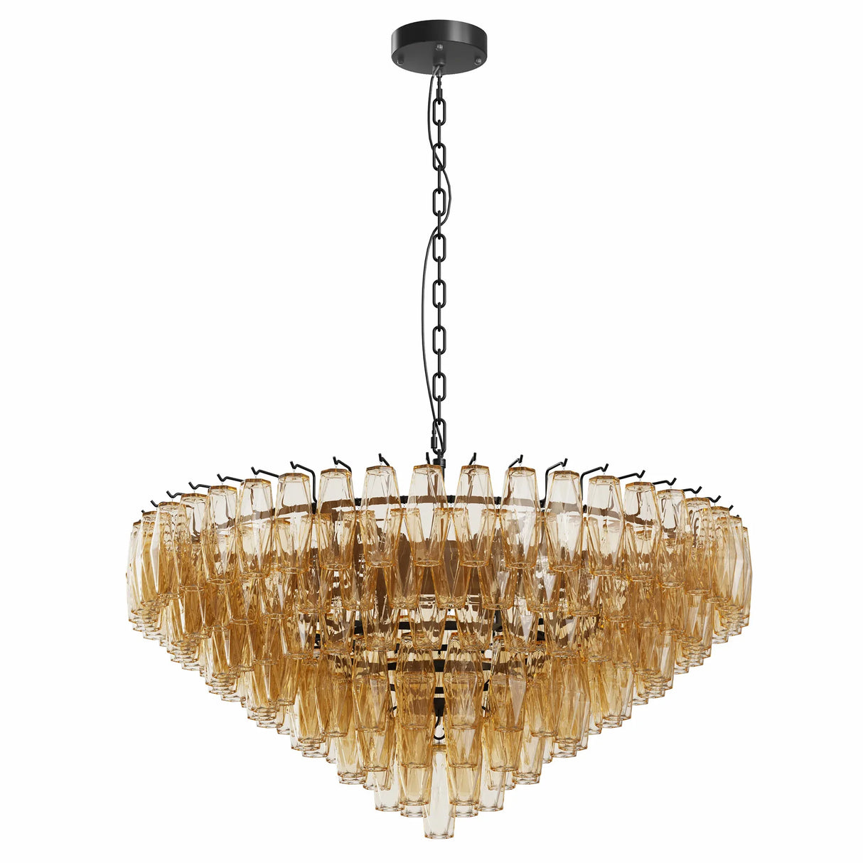 Modern Round 37-Inch Smoke Glass Dimmable Chandelier - Omega Lifestyles