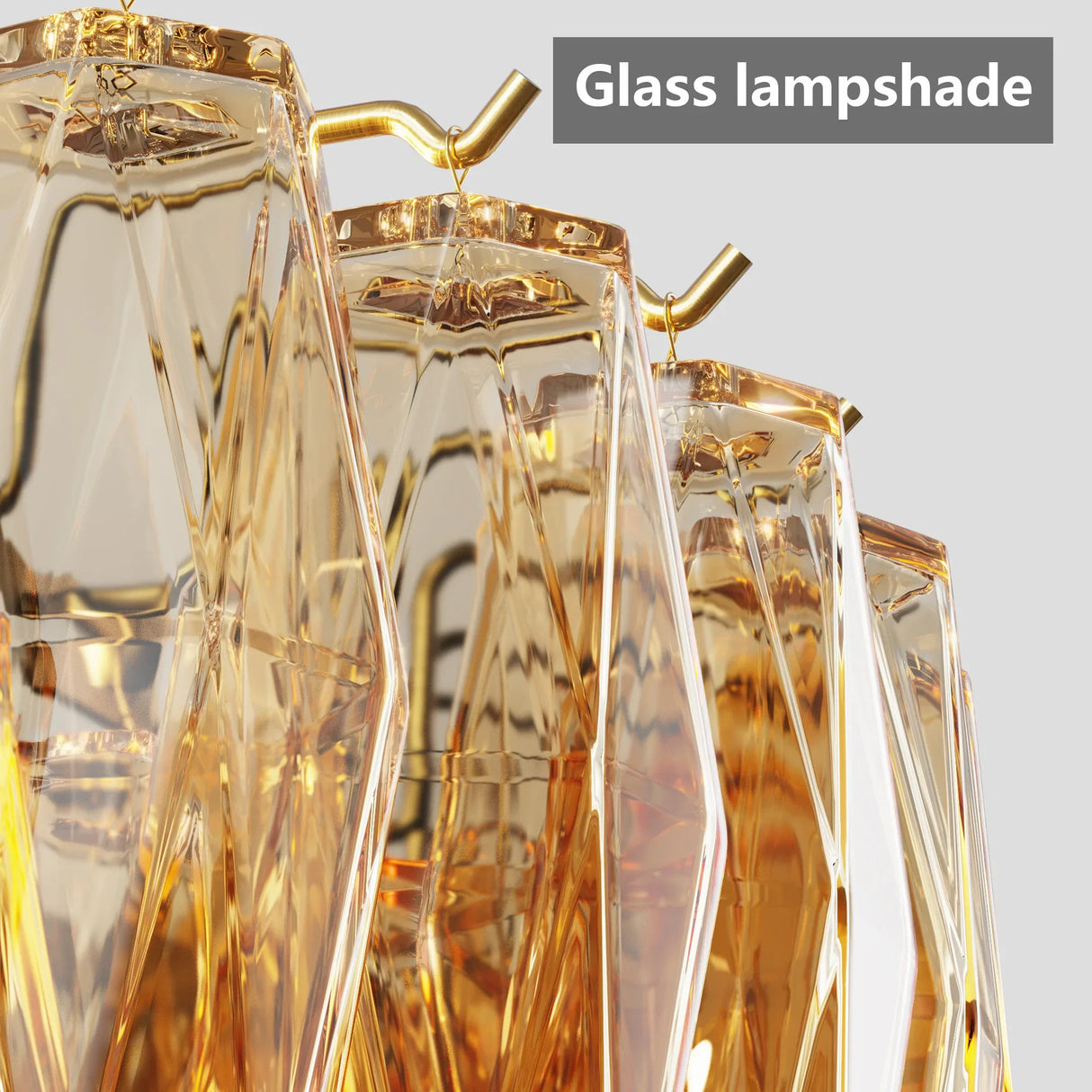 54-Inch Gold Smoke Glass 12-Light Modern Chandelier - Omega Lifestyles