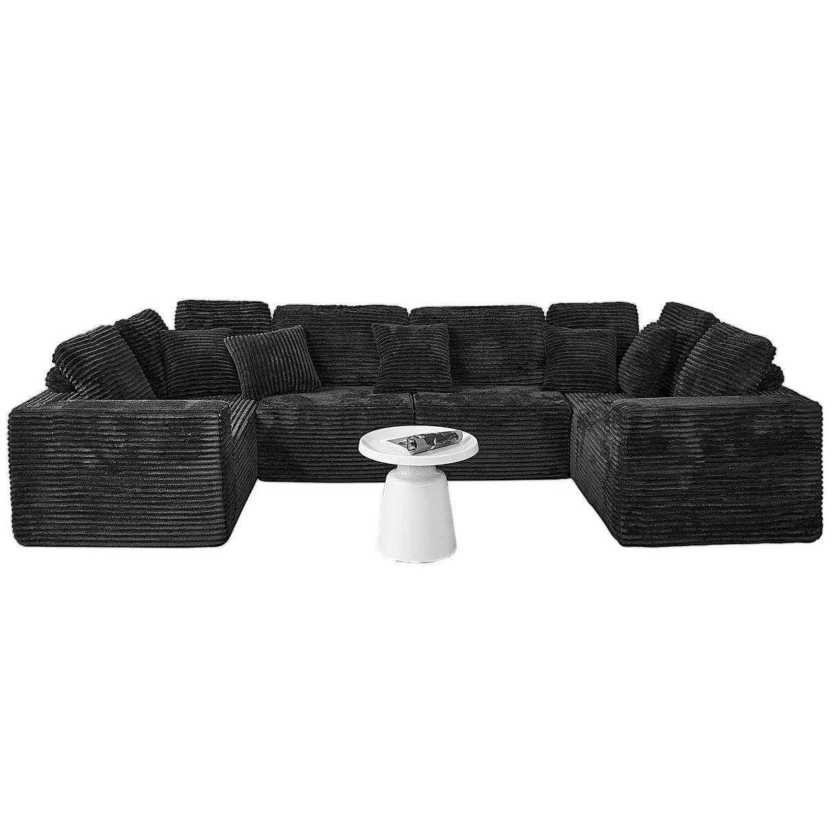 Modular U-Shaped 6-Seater Plush Corduroy Sectional Sofa - Omega Lifestyles
