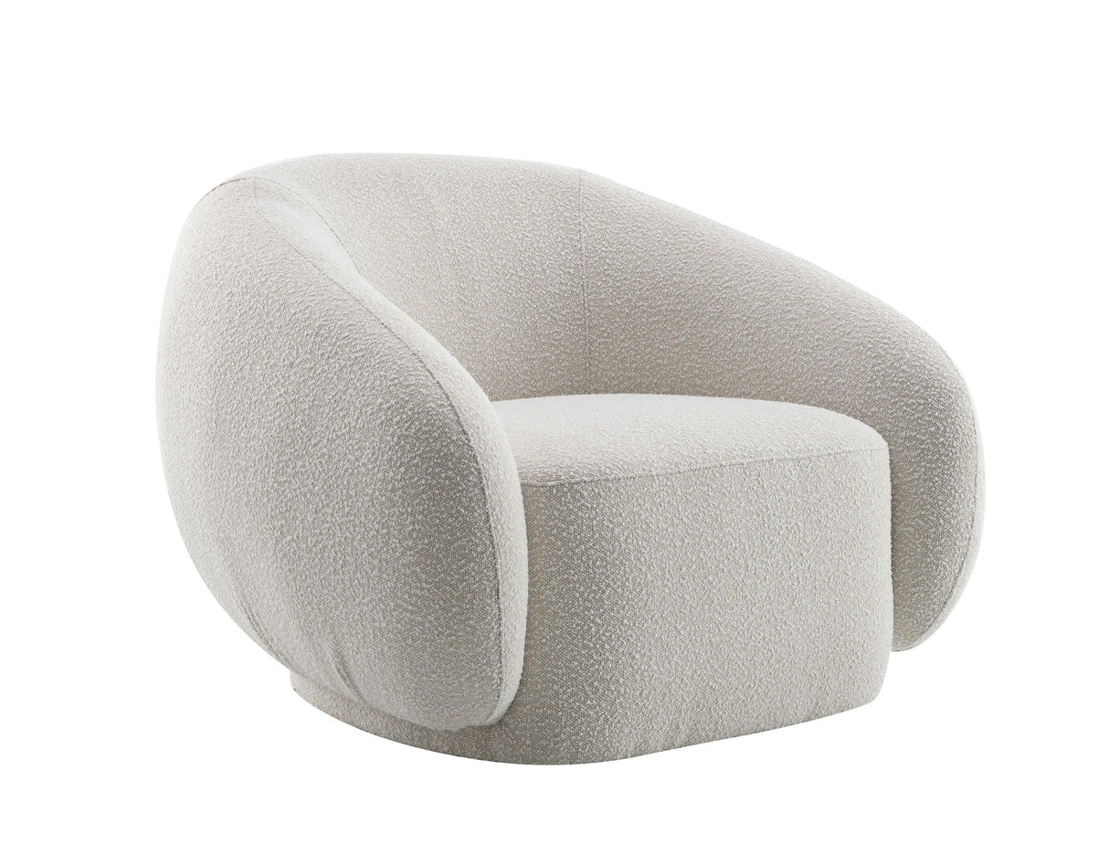 Beige Boucle Swivel Accent Chair With High-Density Foam Cushion - Omega Lifestyles