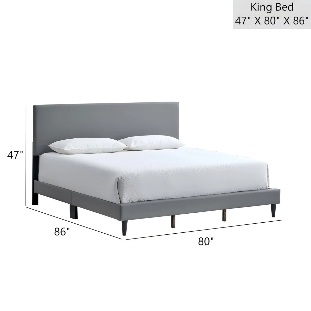 King Upholstered Faux Leather Platform Bed Frame - Omega Lifestyles