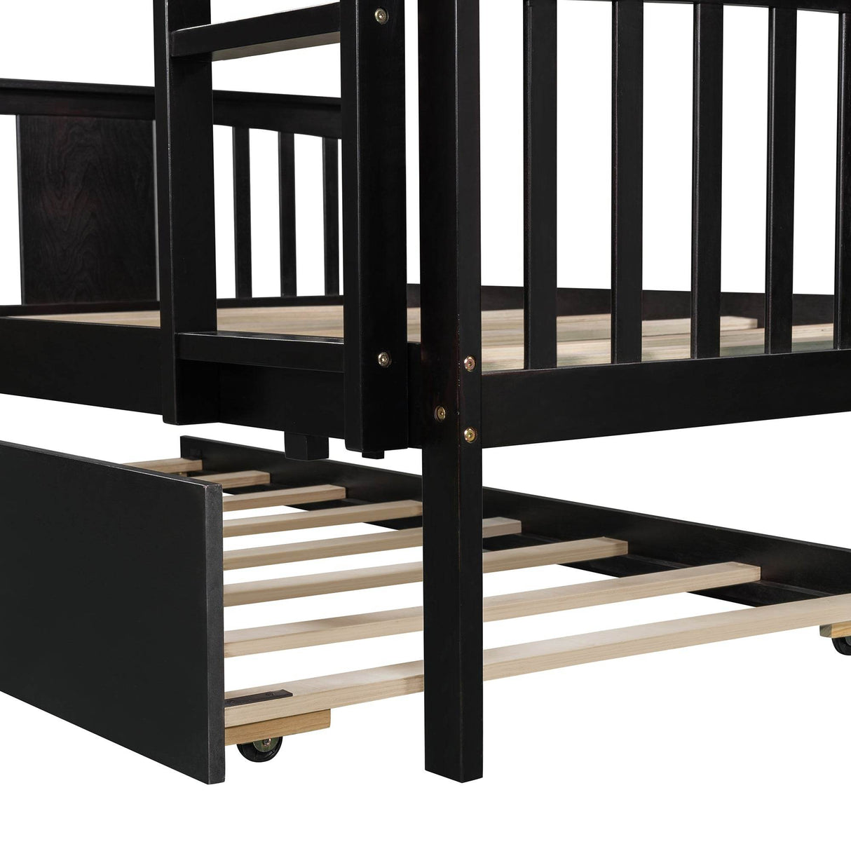 Full Over Full Bunk Bed With Twin Trundle Espresso Solid Wood - Omega Lifestyles