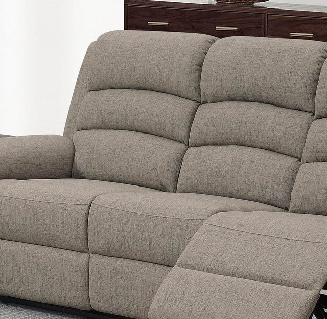 Modern Light Brown Fabric 3-Seat Recliner Sofa - Omega Lifestyles