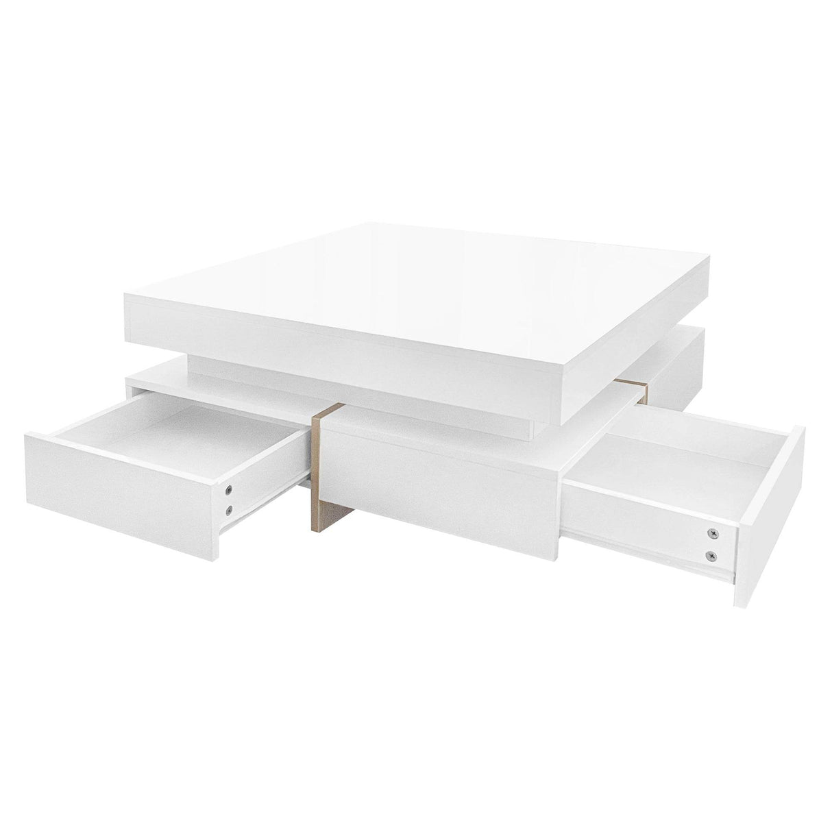 Modern High Gloss White Coffee Table With Drawers - Sleep Galleria