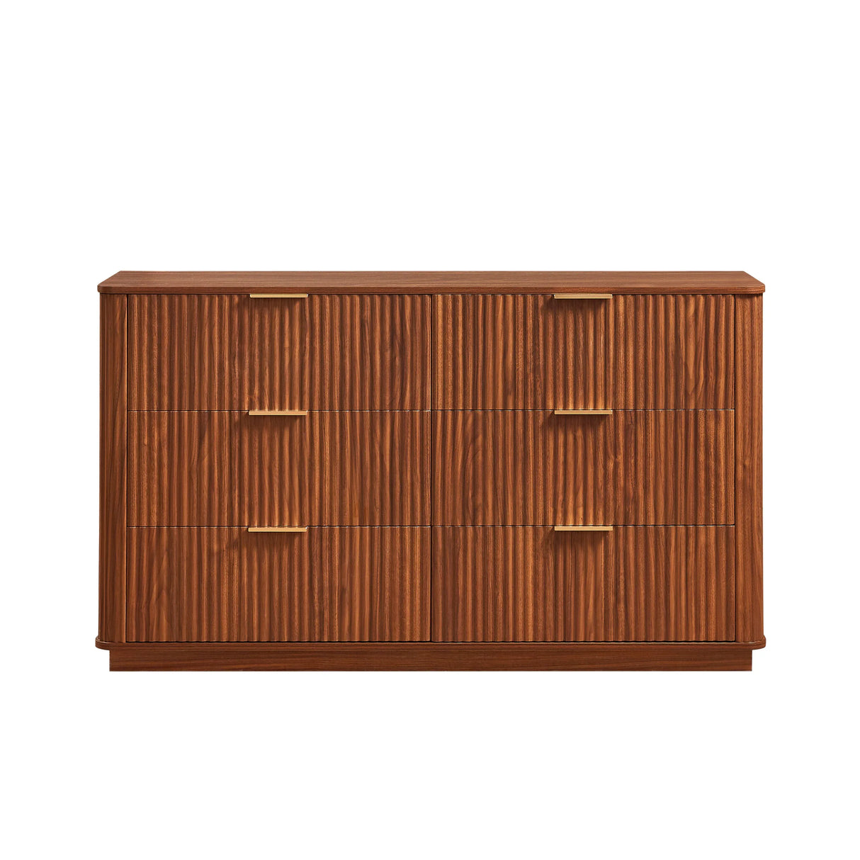 Modern Walnut 6-Drawer Dresser With Wave Design - Omega Lifestyles