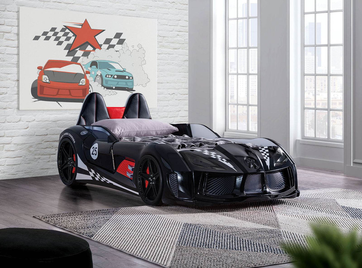 Modern Novelty Twin Race Car Bed With LED Lights
