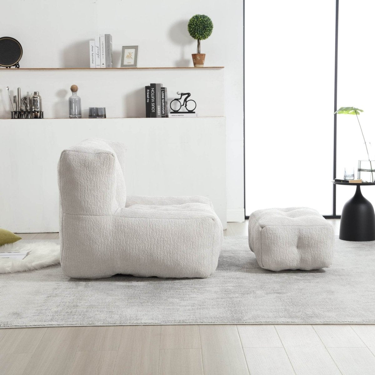 Fluffy Velvet Bean Bag Chair With Ottoman - Sleep Galleria