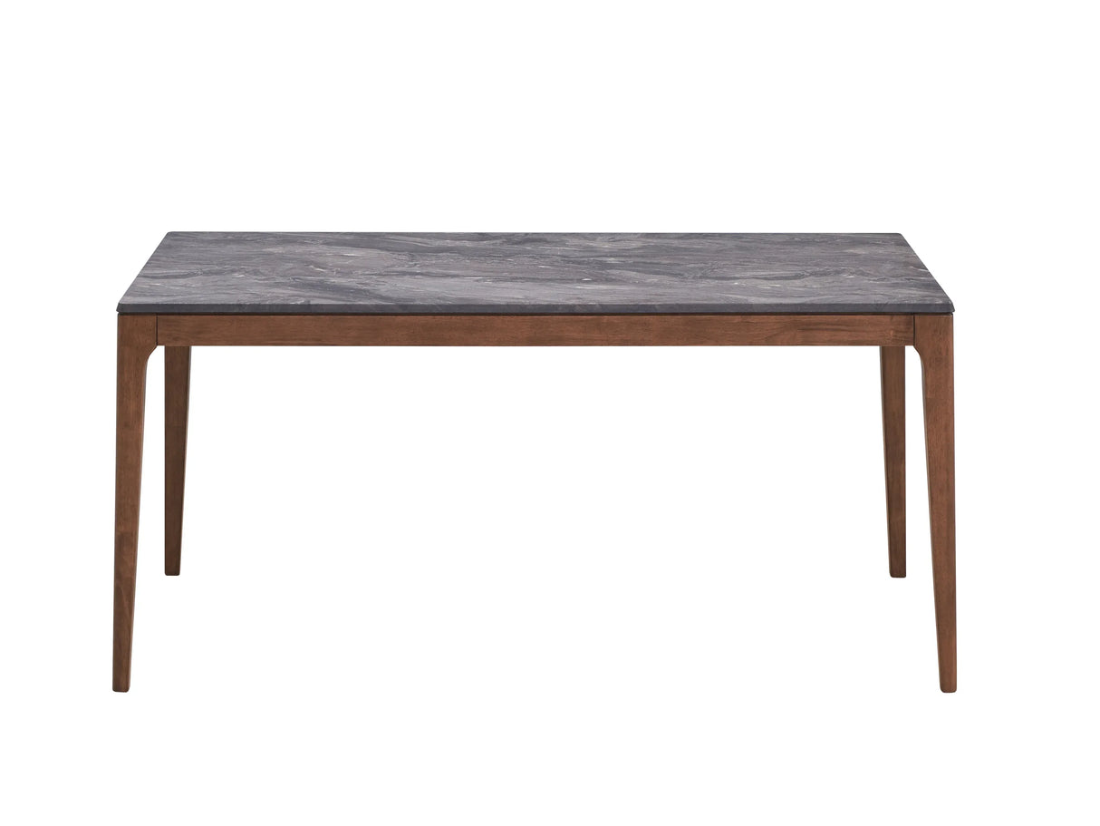 Engineered Stone Top Walnut Finish Dining Table - Omega Lifestyles