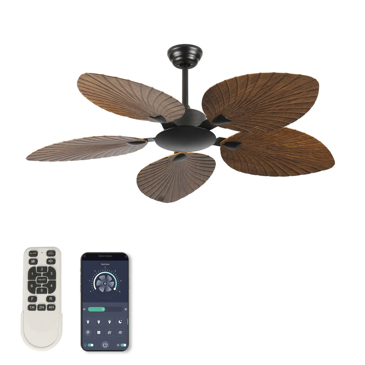 52-Inch Retro Palm Leaf Indoor Outdoor Ceiling Fan - Omega Lifestyles