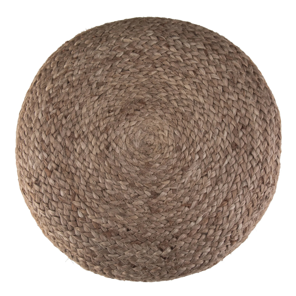 Handcrafted Braided Jute Round Fabric Pouf Navy Natural - Omega Lifestyles