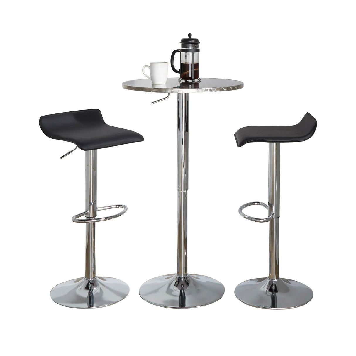 Contemporary Adjustable Height Faux Leather Bar Set 3-Piece - Omega Lifestyles
