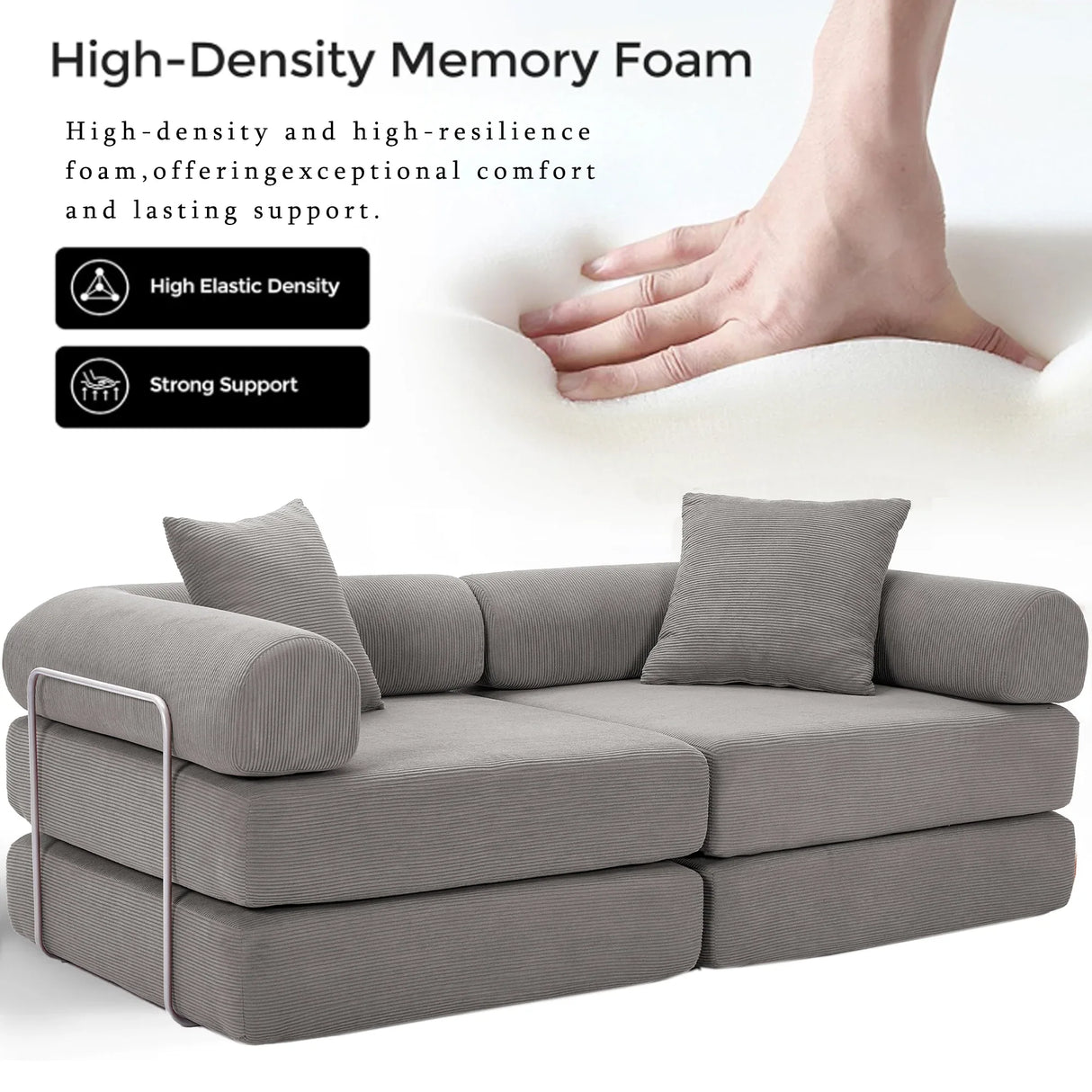 Modular Corduroy Folding Convertible Sofa Bed - Omega Lifestyles