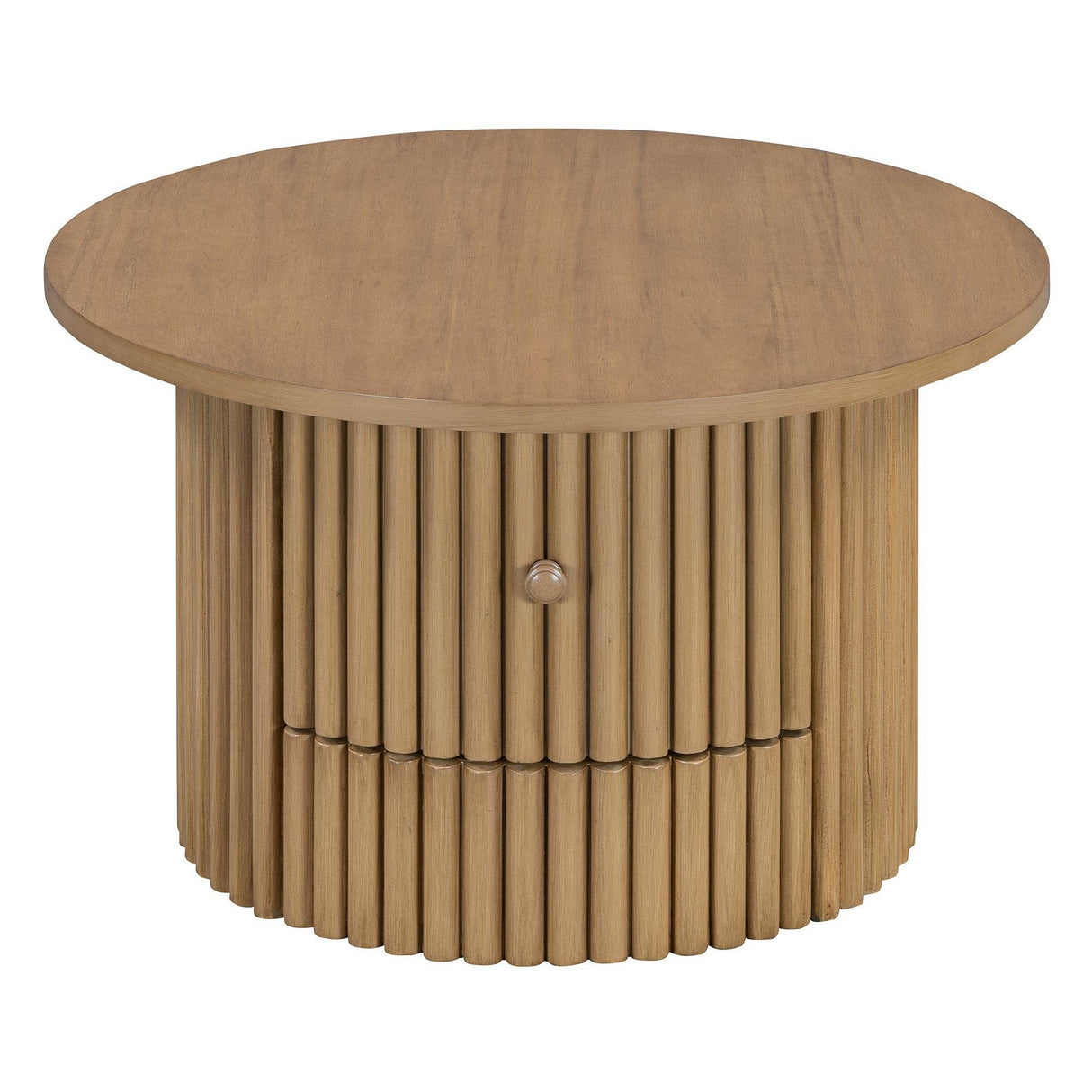 Round Farmhouse Coffee Table With Drawer - Sleep Galleria