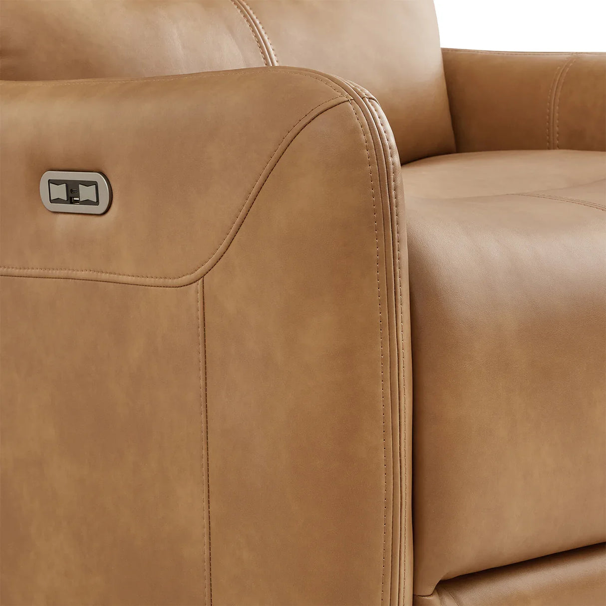 Brown Faux Leather Power Recliner Chair With Swivel And Recline - Omega Lifestyles