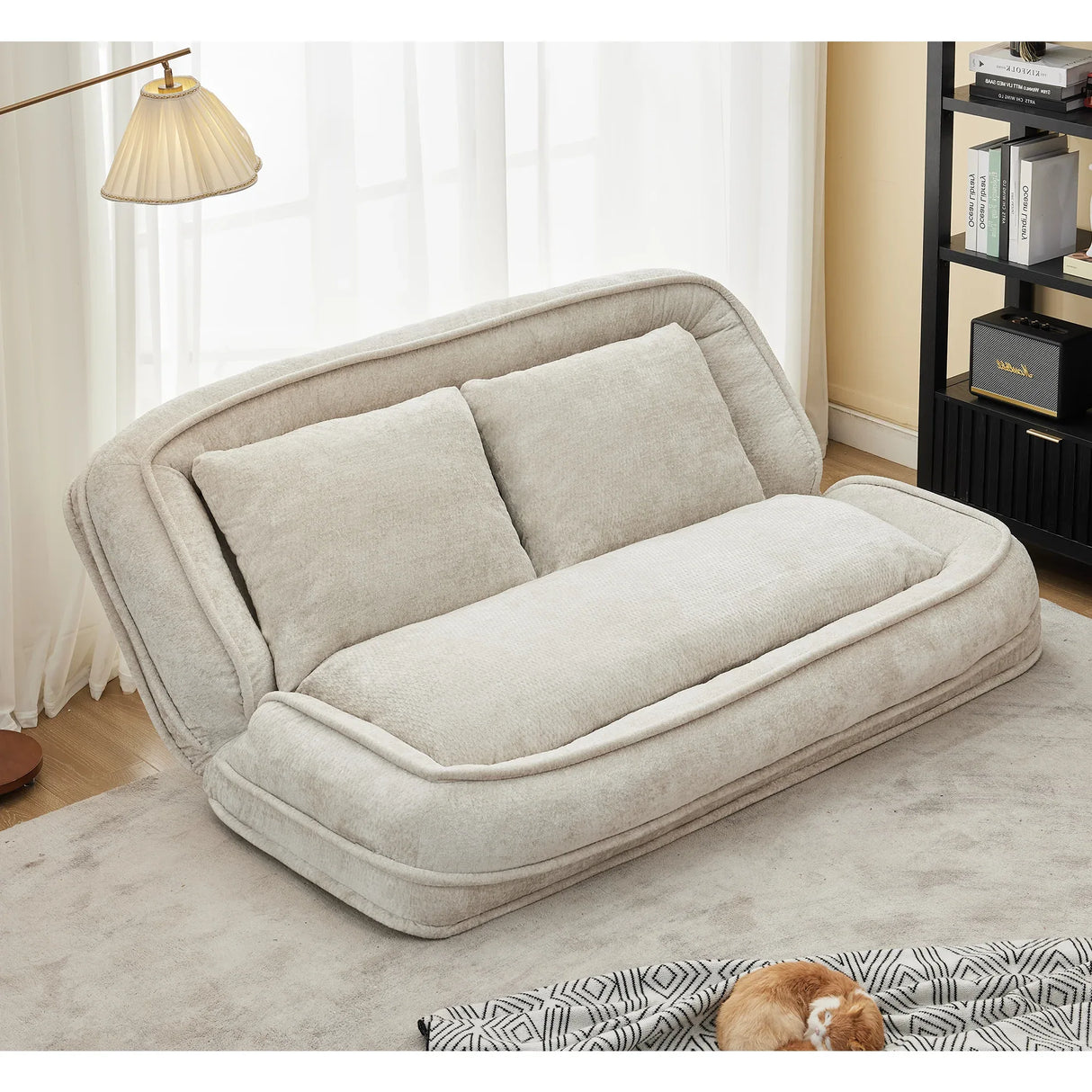 Medium-Soft Adjustable Loveseat Lazy Sofa With Chenille Upholstery - Omega Lifestyles