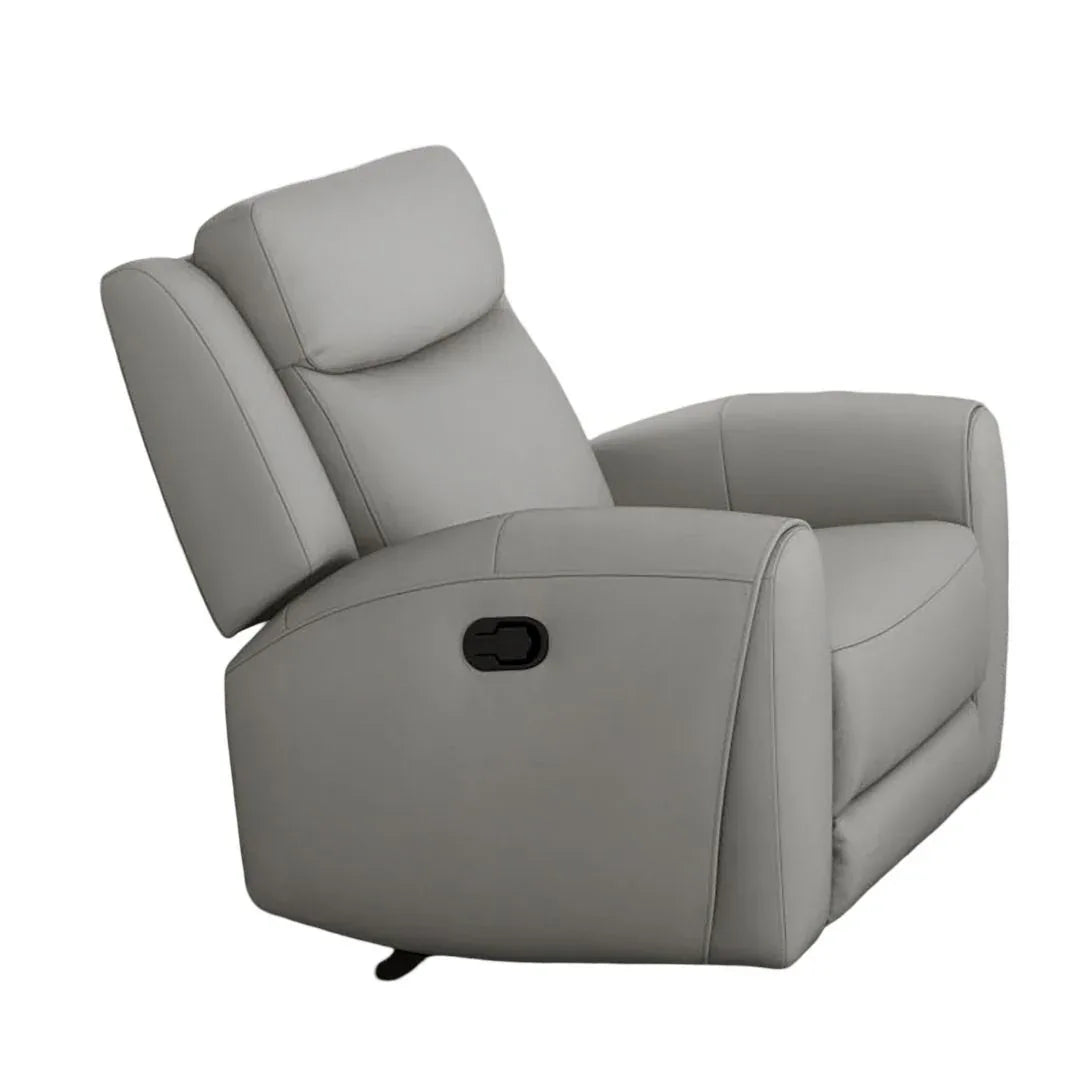 Transitional Light Gray Leather Manual Recliner Chair - Omega Lifestyles