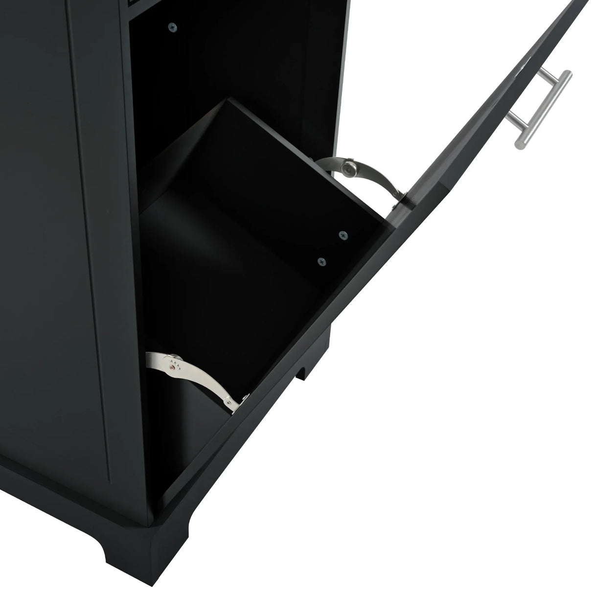 Fluted Rubber Wood Kitchen Island With Trash Can Cabinet - Omega Lifestyles