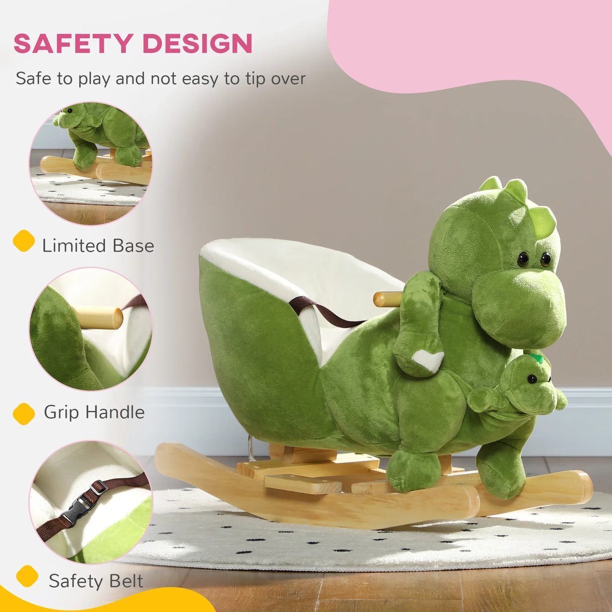 Toddler Plush Dinosaur Rocking Horse With Songs - Omega Lifestyles