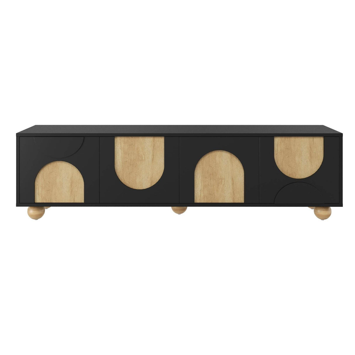Farmhouse Black MDF Wood Grain TV Stand - Sleep Galleria