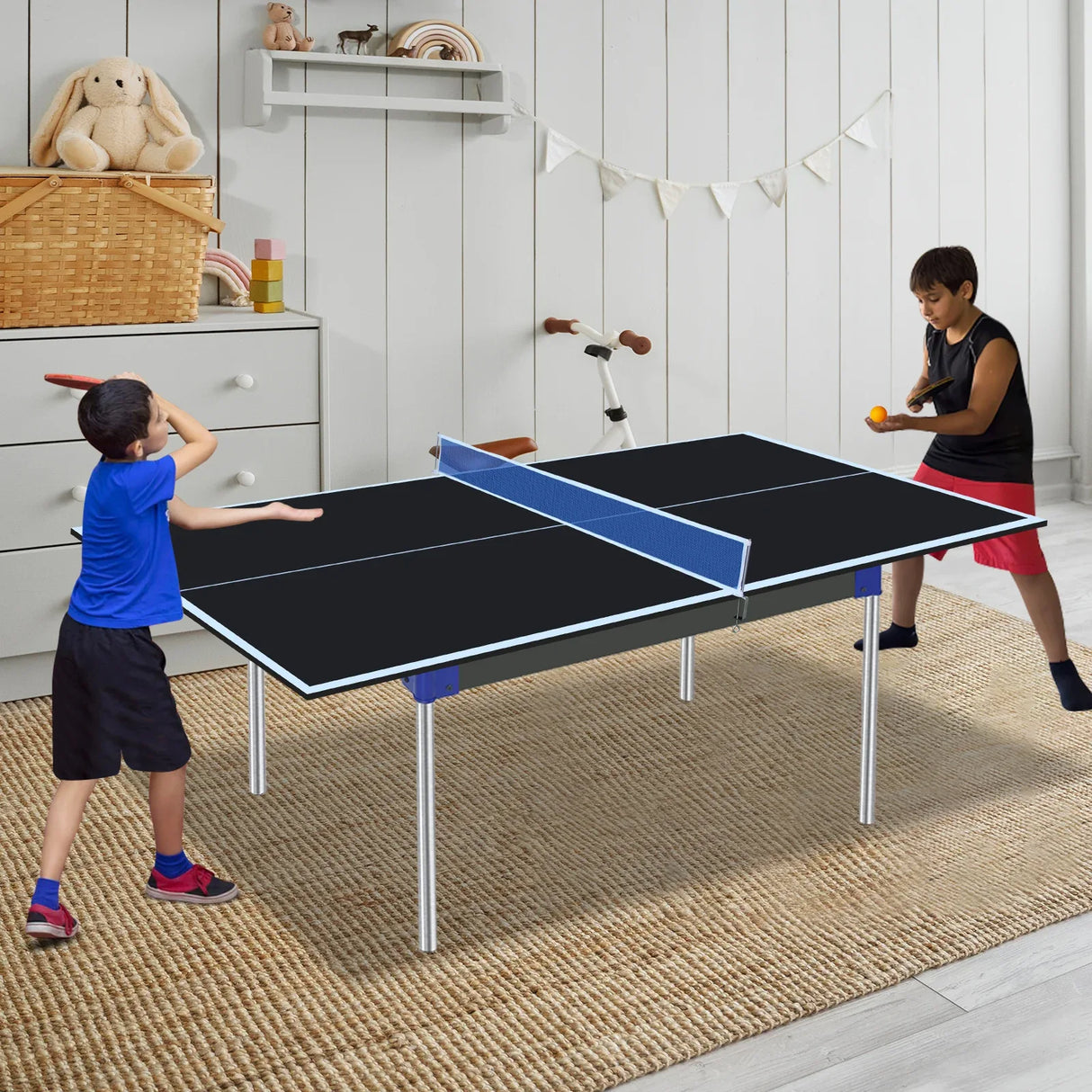 Foldable Portable Black MDF Ping Pong Conversion Table Top - Omega Lifestyles