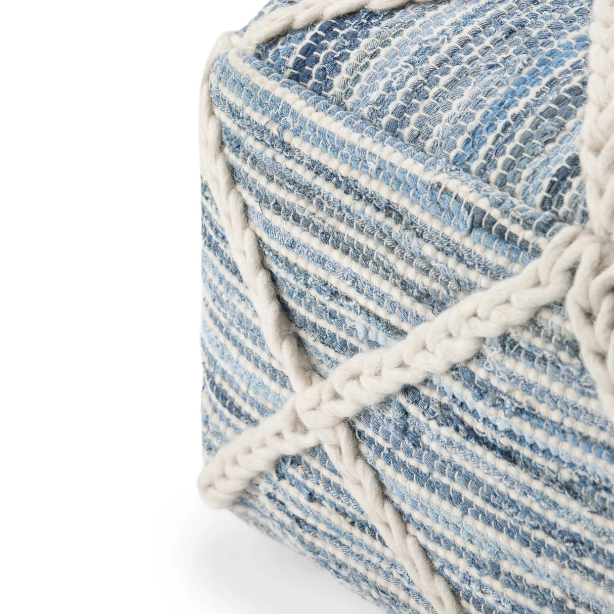 Square Fabric Pouf Ottoman With Diamond Stitching - Omega Lifestyles