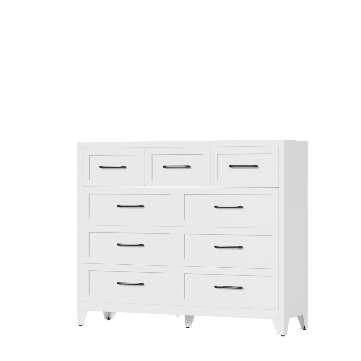 9-Drawer White Metal Tall Dresser With Smooth Drawers - Omega Lifestyles