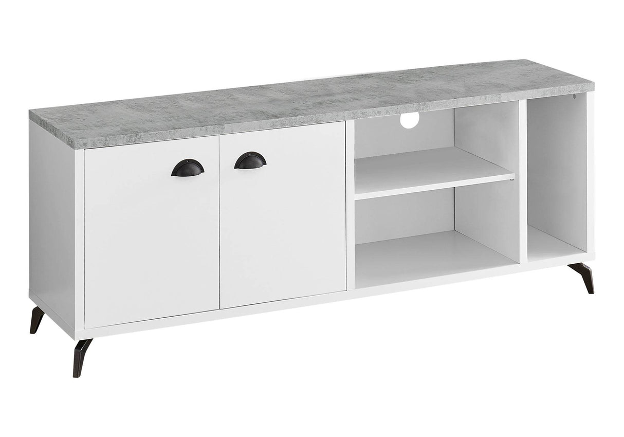 Industrial Style 60-Inch White Grey TV Stand Console - Sleep Galleria