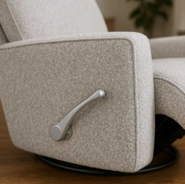 Beige Upholstered Manual Swivel Recliner Chair - Omega Lifestyles