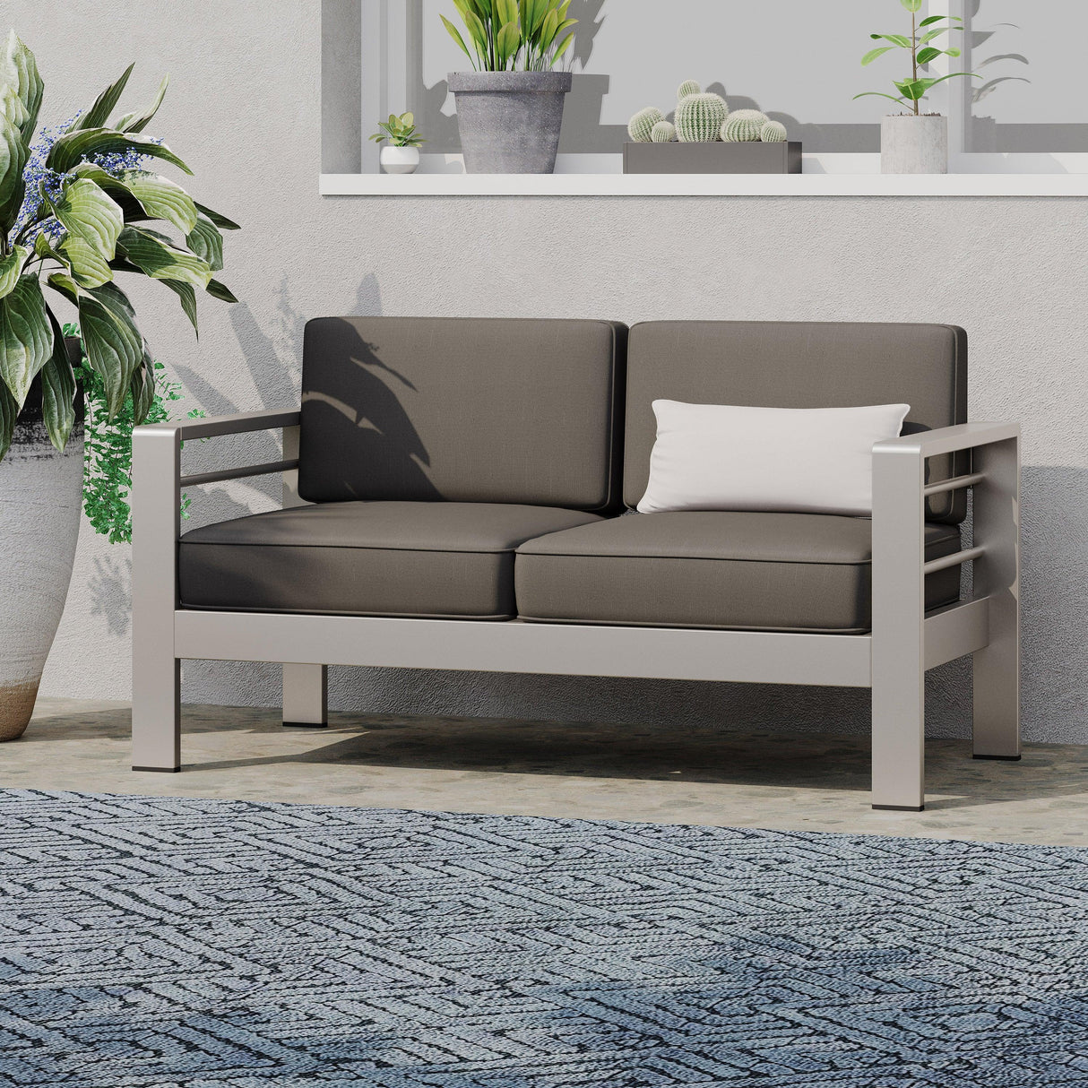 Aluminum Outdoor Patio Loveseat With Water-Resistant Cushion - Omega Lifestyles