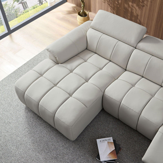 Electric Control Genuine Leather Wall-Hugger Reclining Sofa - Omega Lifestyles