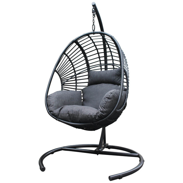 Outdoor Indoor PE Wicker Hanging Egg Chair With Cushion - Omega Lifestyles