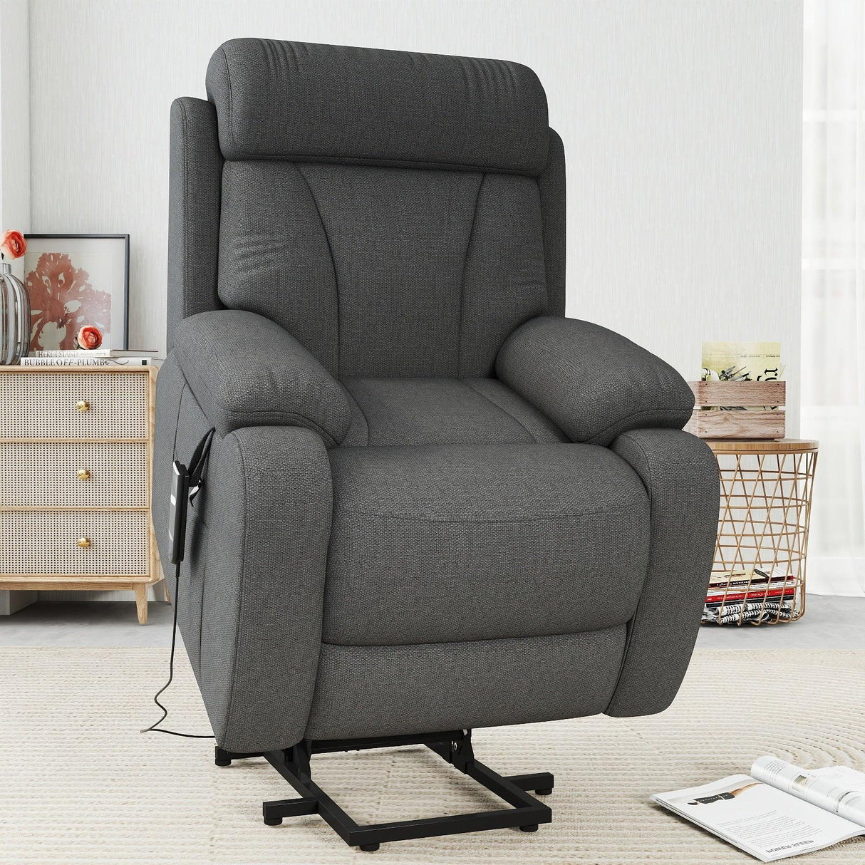 Power Lift Plush Snowflake Velvet Recliner Chair - Omega Lifestyles