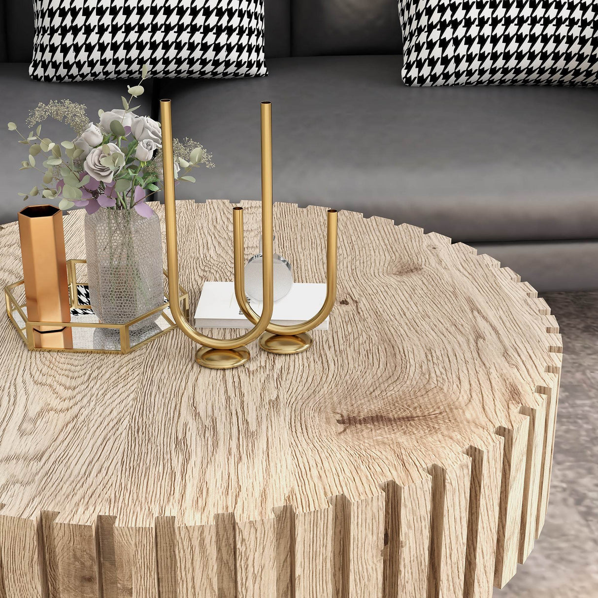 Modern Minimalist Round Wood MDF Coffee Table - Sleep Galleria