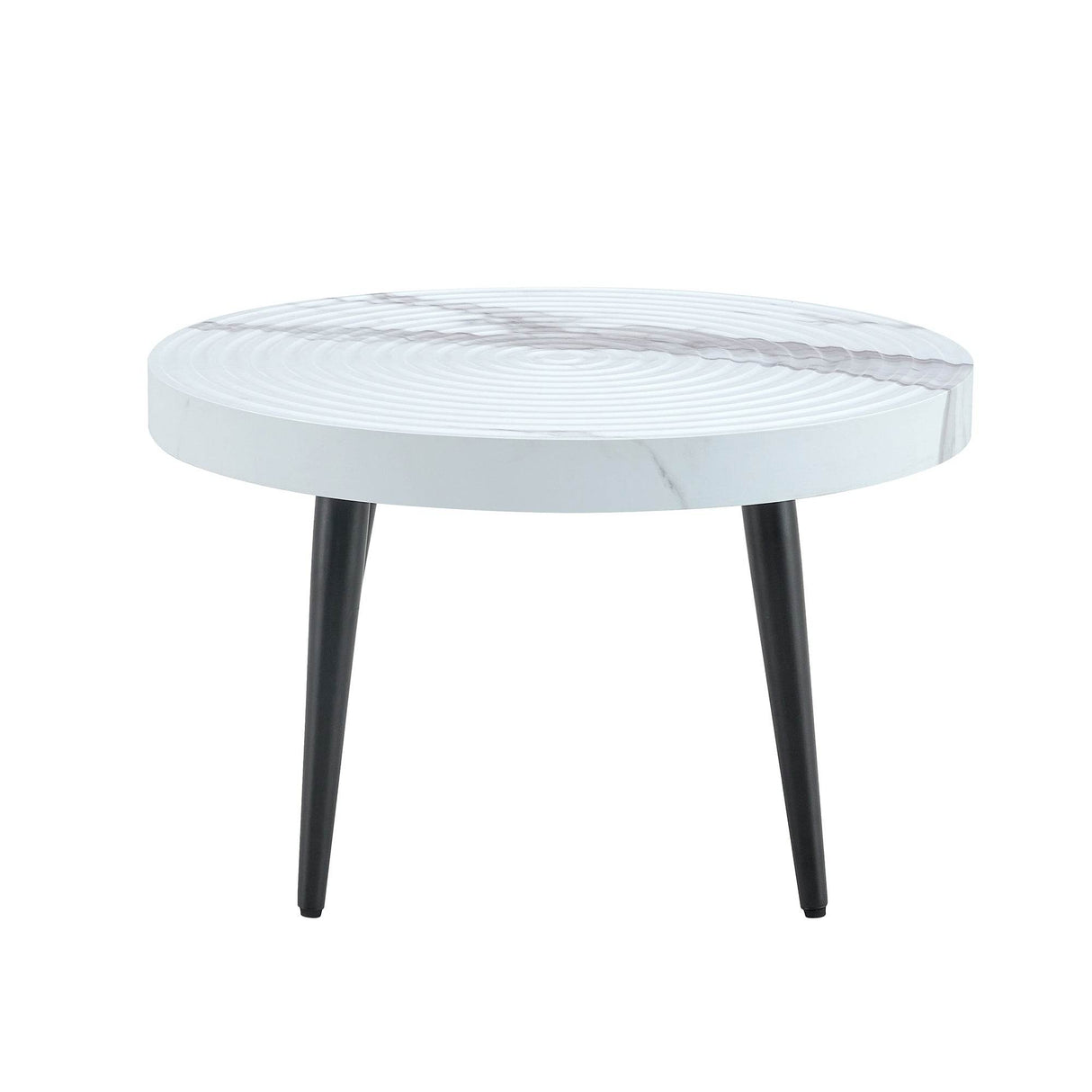 White Marble Pattern Round MDF Metal Coffee Table - Sleep Galleria