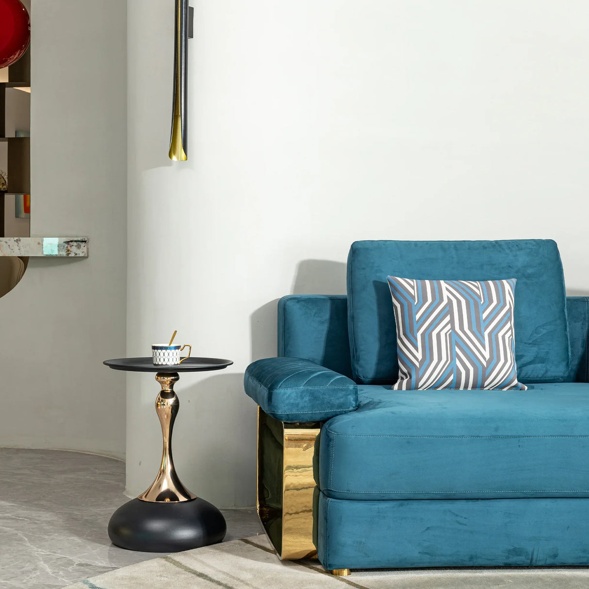 Modern Black Carbon Steel Round Side Table 15x15x21 Inch - Omega Lifestyles