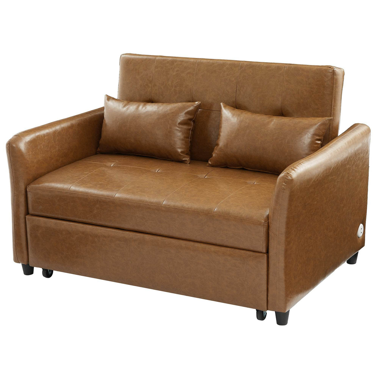 Convertible PU Leather Sofa Bed With USB Ports