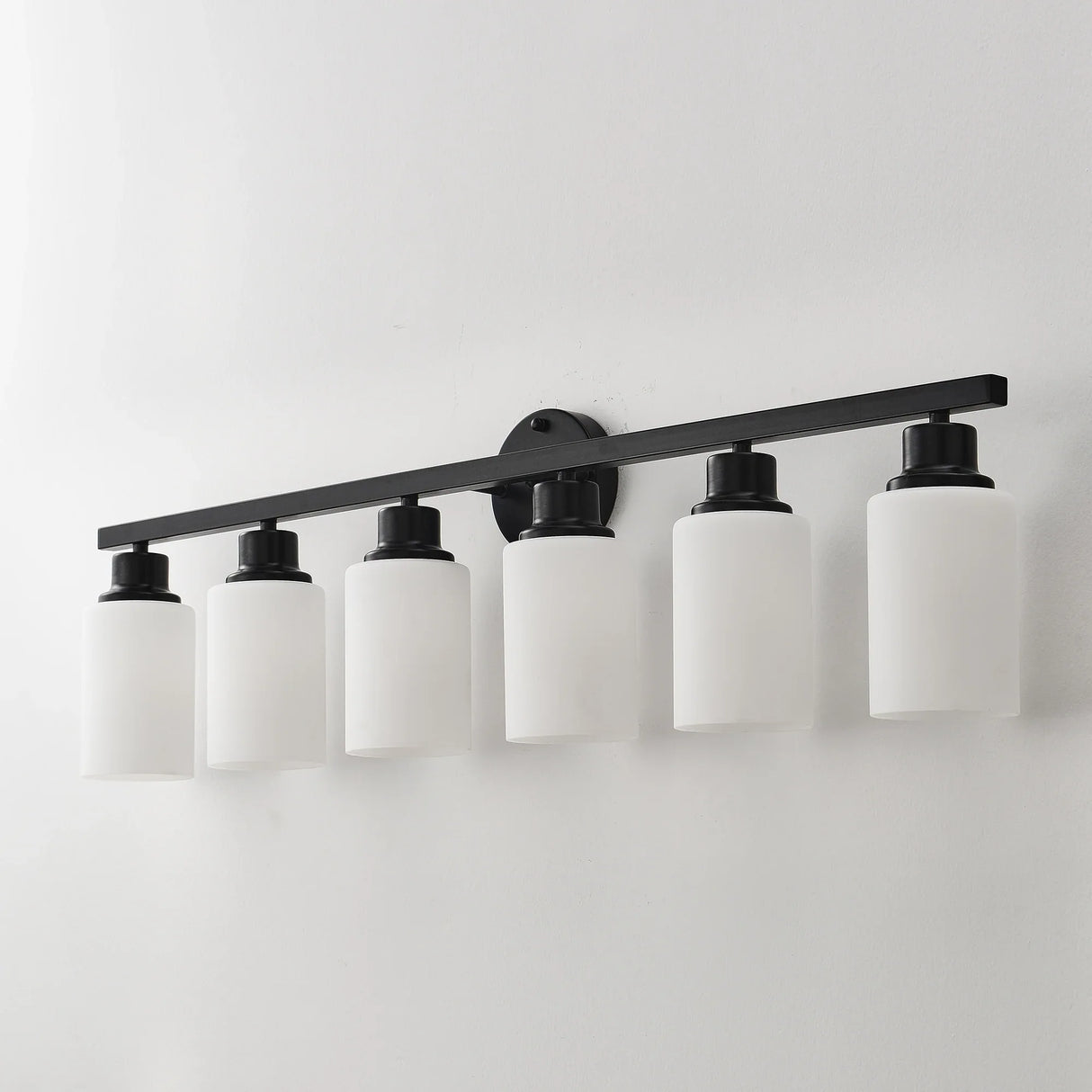 Matte Black Glass Shade 6-Light Wall Sconce Lighting - Omega Lifestyles