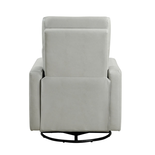 Contemporary Smoke Faux Leather Swivel Gliding Recliner Chair - Omega Lifestyles