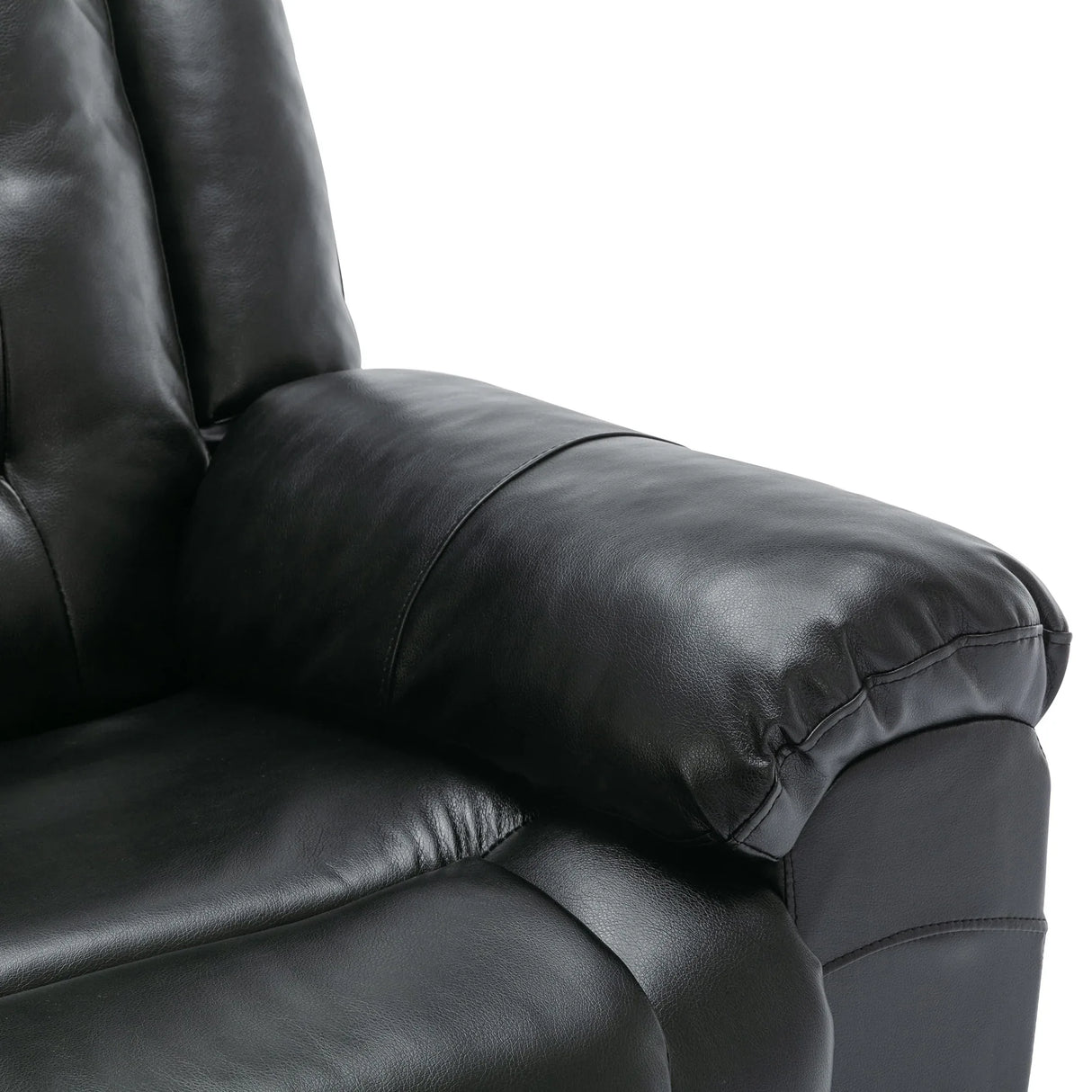 3 Seater Manual Recliner Chair With Cup Holders Black PU - Omega Lifestyles